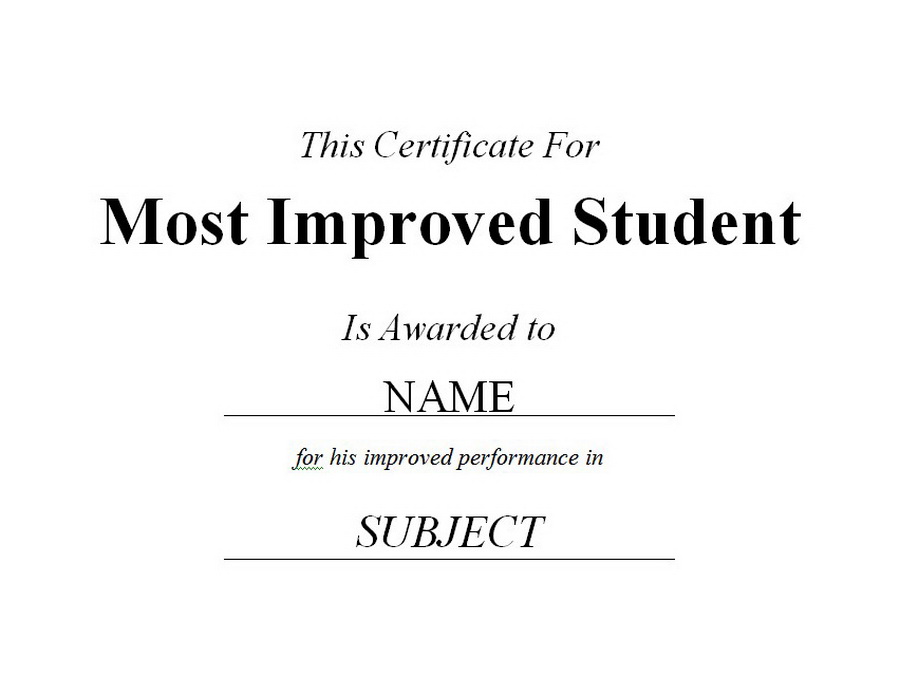 Free Printable Most Improved Student Certificates