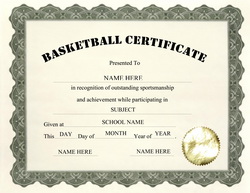 basketball participation certificate