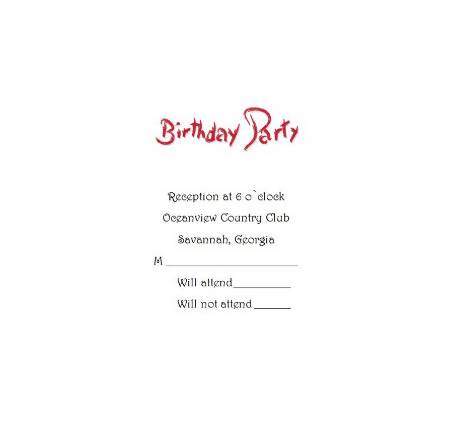 Birthday Response Cards RSVP 2 Wording Free Geographics Word Templates