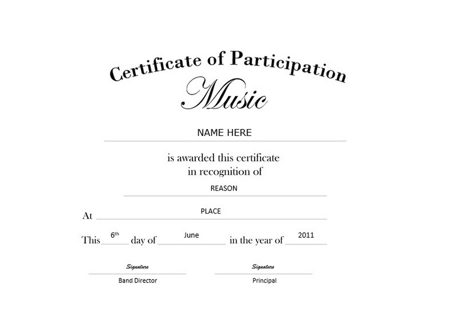 Certificate of participation wording