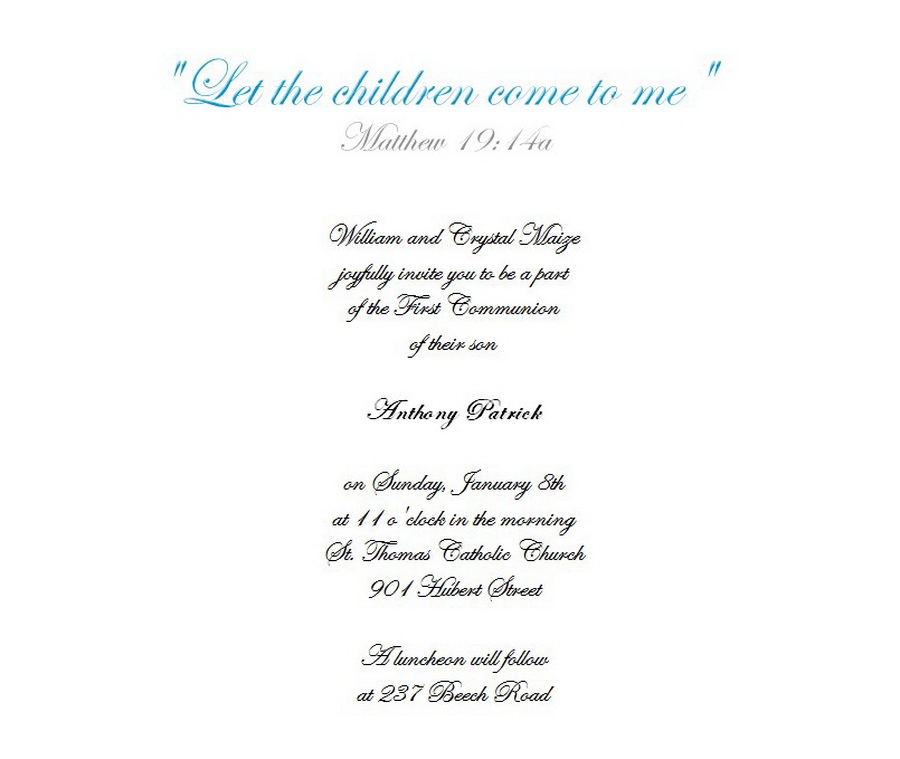 First Communion Invitations 5 Wording | Free Geographics Word Templates