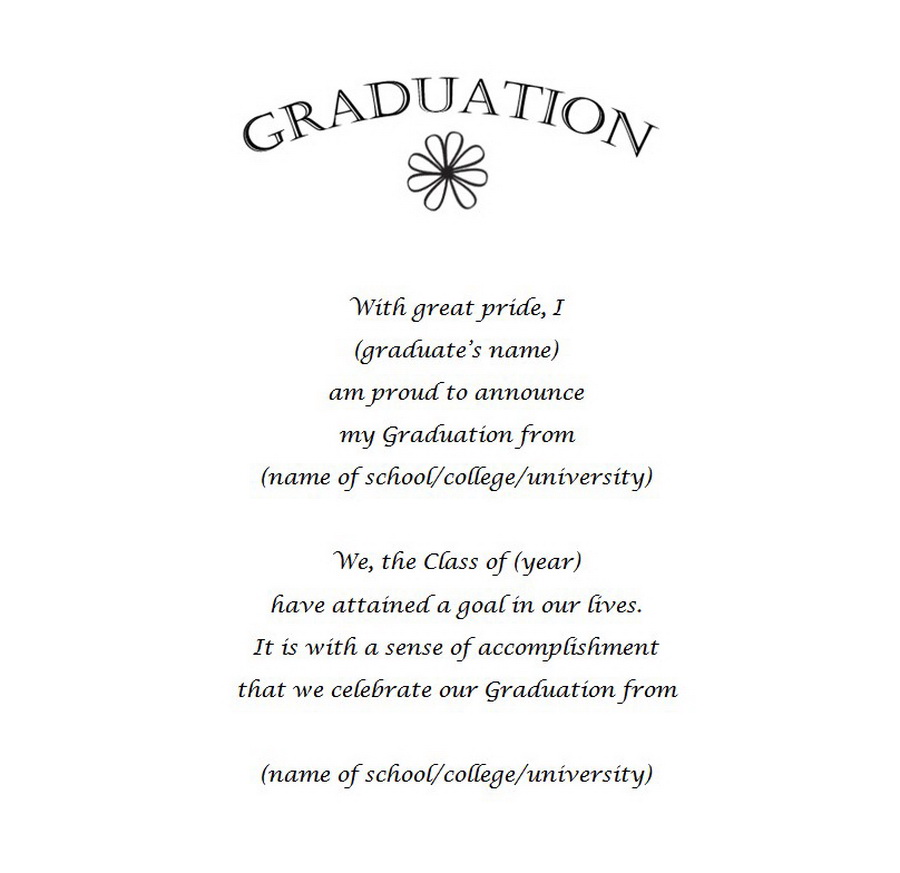 Graduation Announcements 12 Wording | Free Geographics Word Templates