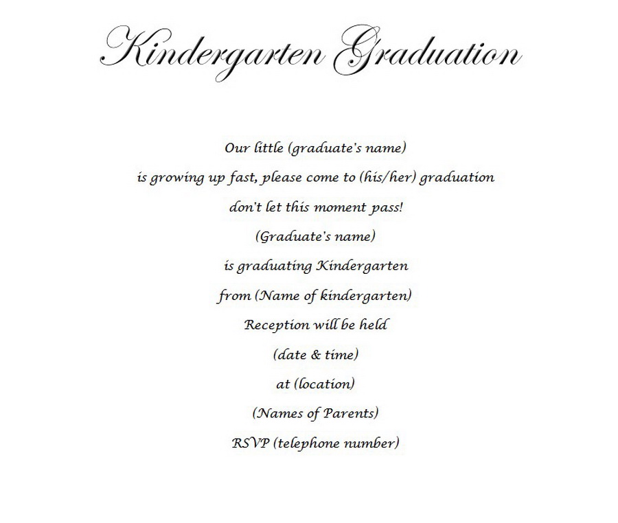 Kindergarten Graduation Invitation 2 Wording | Free Geographics Word