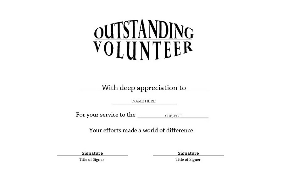 Volunteer Certificate Template