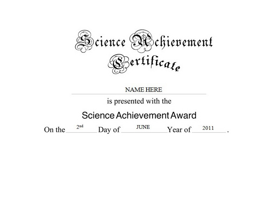 Science Achievement Certificate Free Templates Clip Art