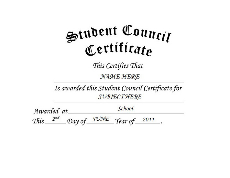 student council certificate free templates clip art